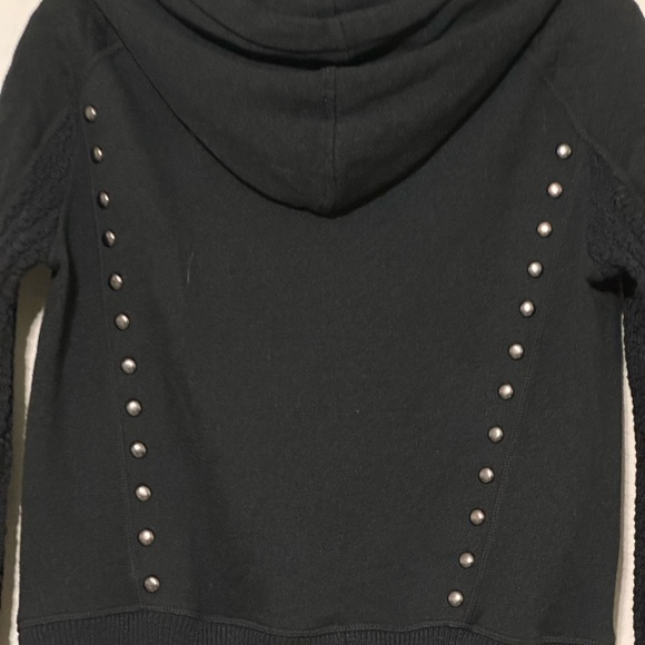 Free People MOTO Black‎ Studded Hoodie Jacket With Zipper Size Small - Picture 11 of 16